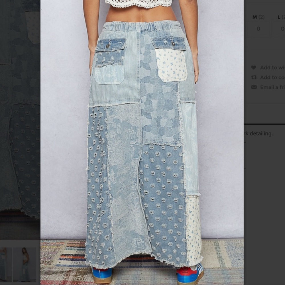 POL Patchwork Denim Maxi Skirt - Picture 4 of 5